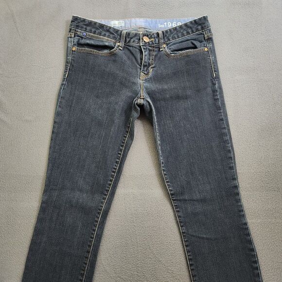 GAP 1969 Women 29/8 Blue Dark Wash Low Rise Always Skinny Stretch Denim Jeans - Picture 3 of 13